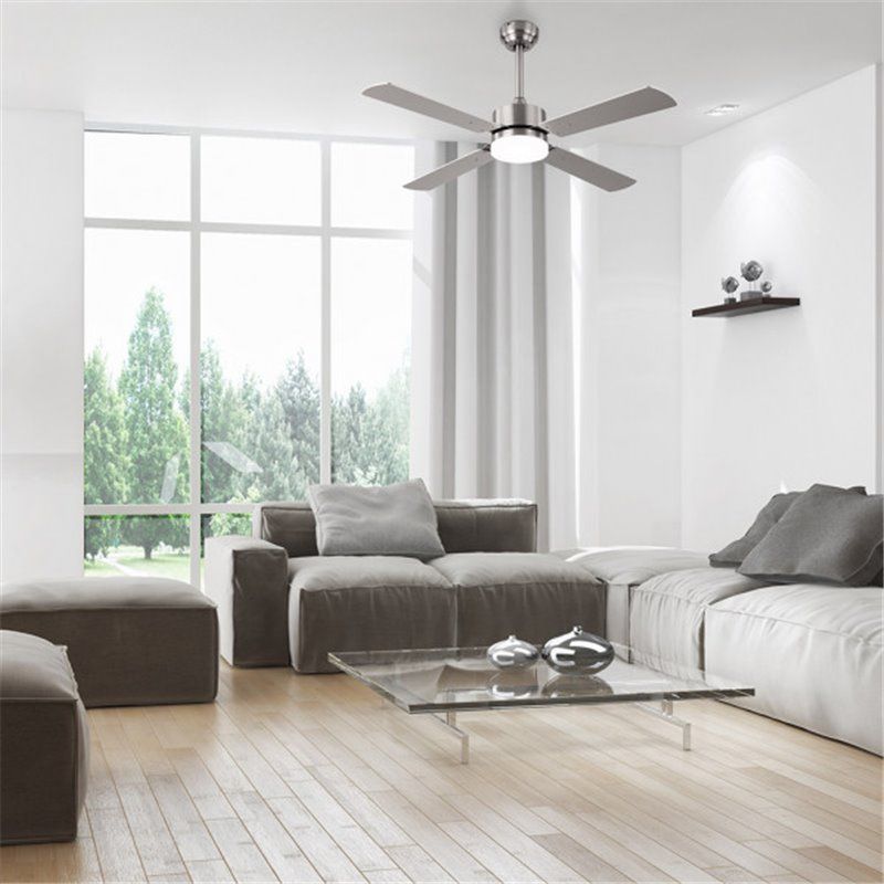 Ventilador 18w Dc Hupe Niquel 4 Asp.6 Vel.107d  Remoto,memoria Y Temp.3000-4000-6000k