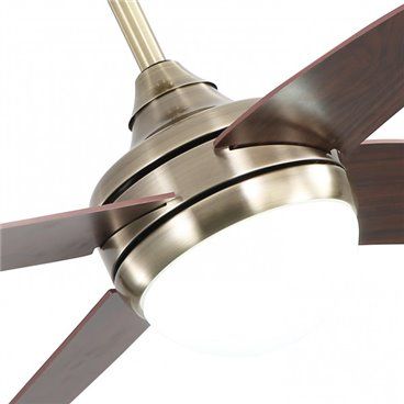 Ventilador 2xe27 Dc Klod Cuero/cerezo4 Asp.6 Vel  117d C/remoto