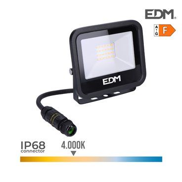 Foco proyector led 20w 1520lm 4000k luz dia black series 12,4x10,6x2,8cm edm