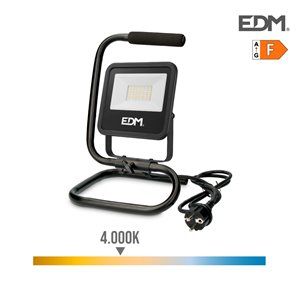 Foco proyector led  con pie 30w 2370lm 4000k luz dia black series edm