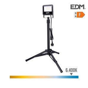 Foco proyector led con tripode 30w 2370lm 6400k luz fria black series edm