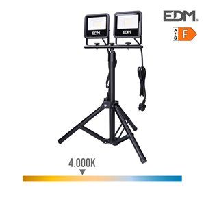 Projetor LED com Tripé 2x30W 2x2370lm 4000K Daylight Black Series EDM