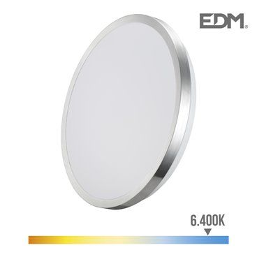 Superfície Super LED 24w 2490lm 6500k ø38x6,2cm moldura cromada EDM