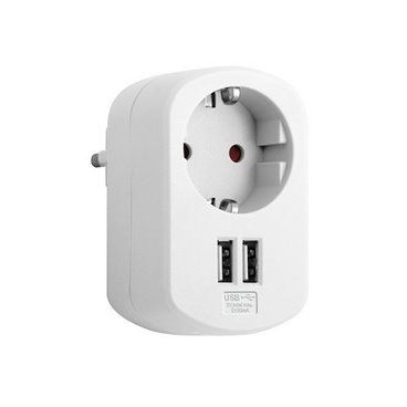 SIMÃO CL118154 | Adaptador combinado 1 ficha 16A 250V + 2 USB 3,15A BRANCO