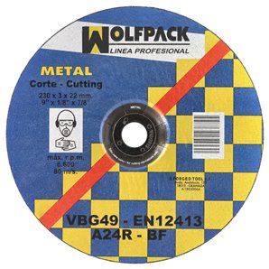 Disco Corte Abrasivo Metal 230x3,2x22 mm.