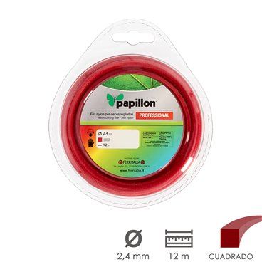 Hilo Nylon Desbrozadoras Cuadrado Profesional Ø 2,4 mm. Rollo 12 metros. Hilo Nylon Corte Desbrozadores Hierba, Jardin, Maleza
