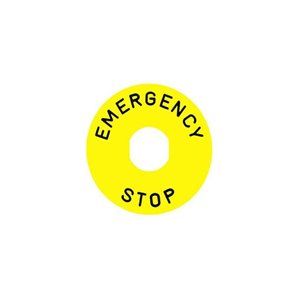 ETIQUETA EMERGENCY STOP 90MM.