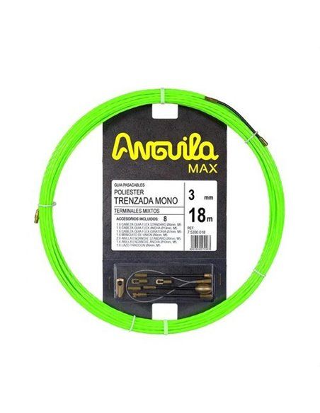 Trenzado mono terminables intercambiables 18m ANGUILA MAX diámetro 3mm verde fluor
