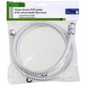 Mangueira de chuveiro em PVC branco/prata 2,00 metros 2