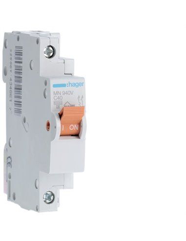 HAGER MN940V | Disjoncteur MN 1P+N 40A courbe C