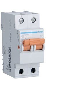 HAGER MN525V | Interruptor automático MN 1P+N 25A curva C