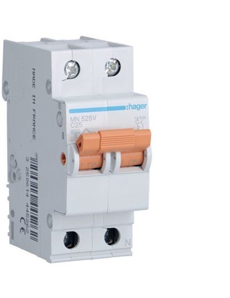 HAGER MN525V | Circuit breaker MN 1P+N 25A curve C