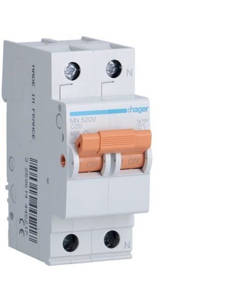 HAGER MN520V | Interruttore MN 1P+N 20A curva C