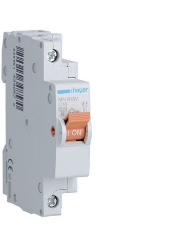 HAGER MN916V | Interruptor automático MN 1P+N 16A curva C