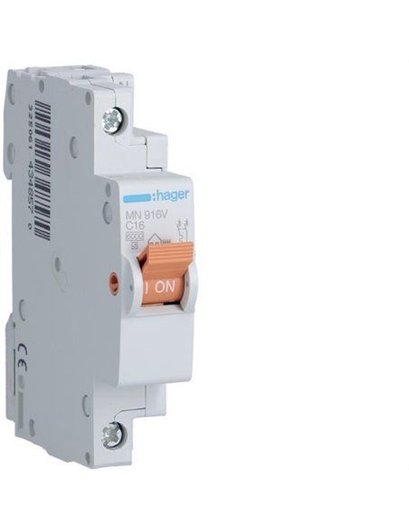 HAGER MN916V | Circuit breaker MN 1P+N 16A curve C