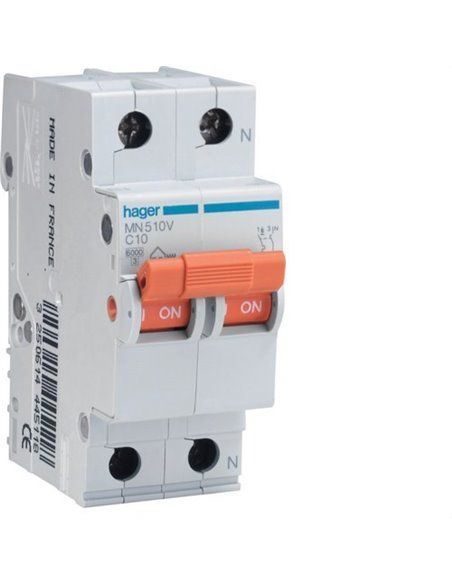 HAGER MN510V | Disjoncteur MN 1P+N 10A courbe C