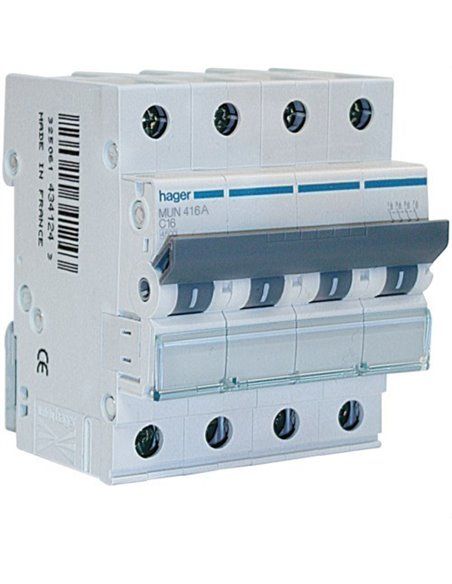 HAGER MUN432A | Interruttore 4P 32A curva-C 6kA