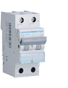 HAGER MUN520A | Interruttore 1P+N 20A curva-C 6kA