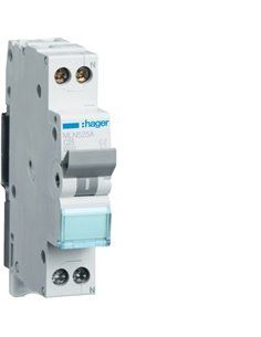 HAGER MLN525A | Interruttore 1P+N 25A curva-C 6kA 1 modulo