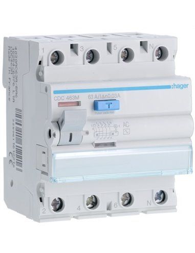 HAGER CDC463M | Differenziale 4P 63A 30mA tipo-AC