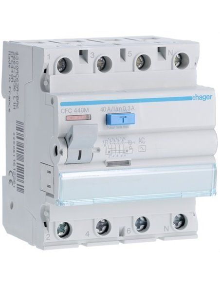 HAGER CFC440M | Differential 4P 40A 300mA type-AC