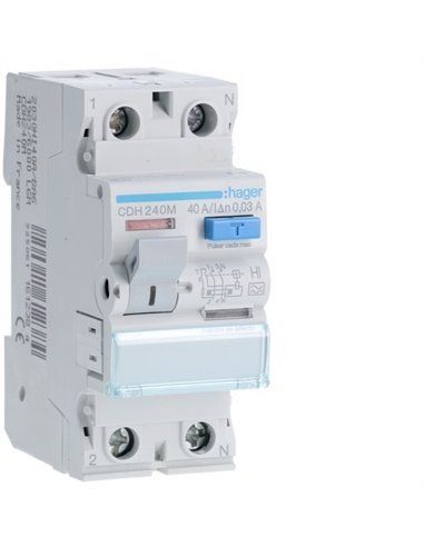 HAGER CDH240M | Differenziale 2P 40A 30mA tipo HI