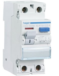 Interrupteur différentiel 2P 25A 30 mA CA RÉSIDENTIEL Hager CDC728M