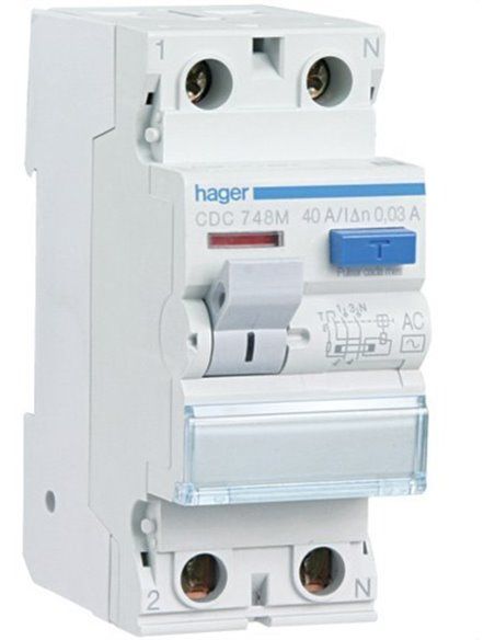 Interruttore differenziale 2P 25A 30 mA AC RESIDENZIALE Hager CDC728M