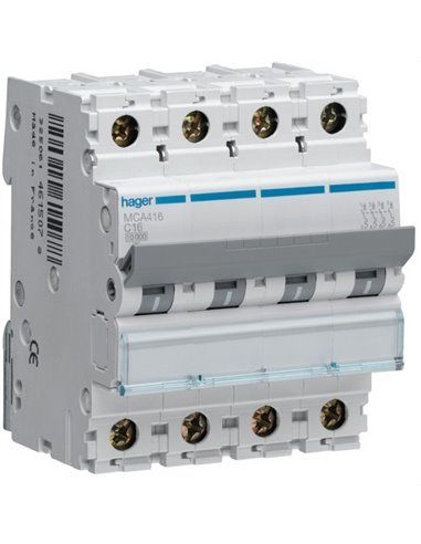 HAGER MCA416 | Automático magnetotérmico M curva-C 6kA 4P 16A