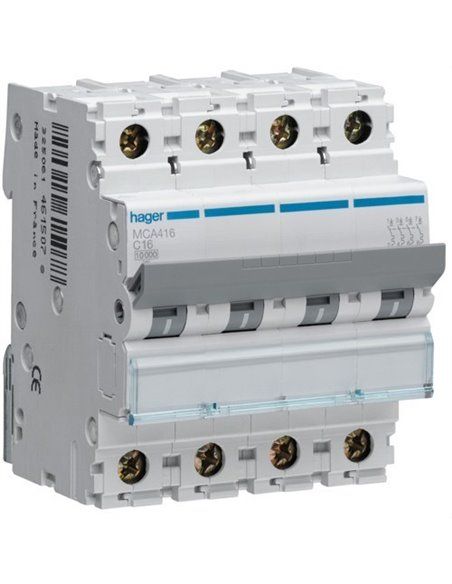 HAGER MCA416 | Interruttore M curva-C 6kA 4P 16A