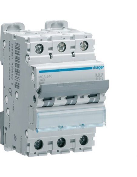 HAGER MCA340 | Disjoncteur courbe M-C 6kA 3P 40A