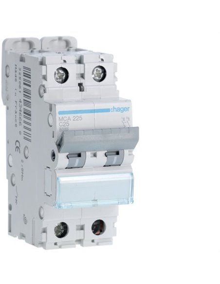 HAGER MCA225 | Leistungsschalter M Kurve-C 6kA 2P 25A