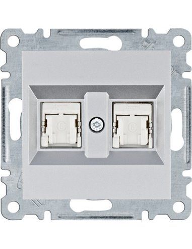 Lumina | Doppia presa RJ45 categoria 6 FTP argento WL2182