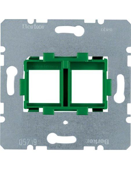 BERKER | Mecanismo placa soporte con entrada con 2 elementos verde 454104