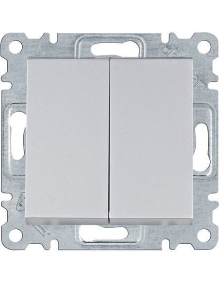 Lumina | Interruptor duplo prateado WL0042