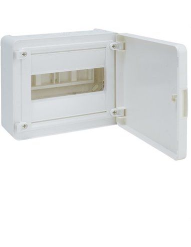 HAGER VS108PE | Quadro elétrico de superfície Golf VF com 1 fila de 8 módulos branco opaco + régua de energia