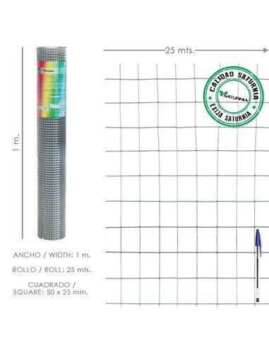 Galvanized Electro-welded Mesh 50x25 / 2.00 / 100 cm. GA Roll 25 meters