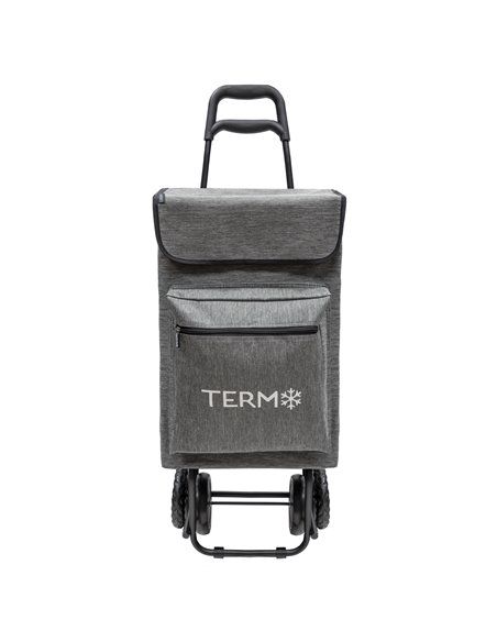Shopping Trolley 4 Wheels Marbled Gray 45 Liters Shopping Trolley Polyester With Thermal Cooling Bag