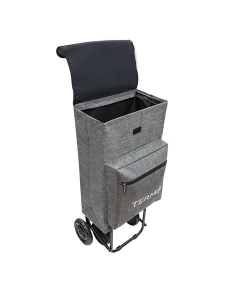 Shopping Trolley 4 Wheels Marbled Gray 45 Liters Shopping Trolley Polyester With Thermal Cooling Bag