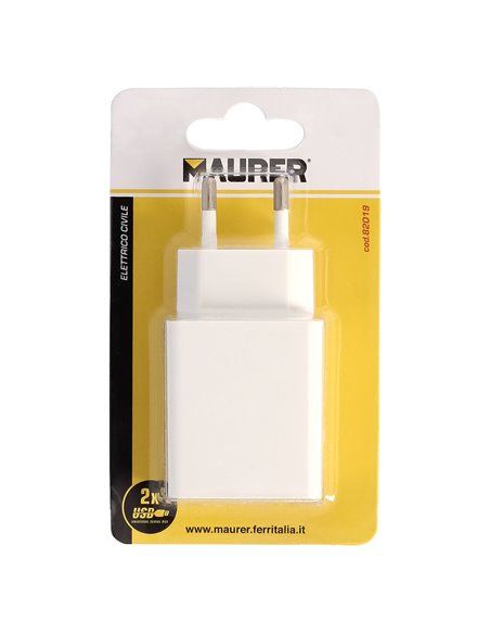 Cargador USB Dos Tomas 2.1 Amperios. 5 V. Adaptador Enchufe USB Cargador USB de Pared, Android, Iphone, Smartphones, Tablets.