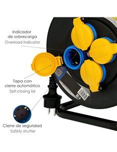 Extensible Industrial 25 metros Protección IP44 Con Tapas, Extensible Electrico, Enrollacables, Alaragadera, Cable Extensible 2