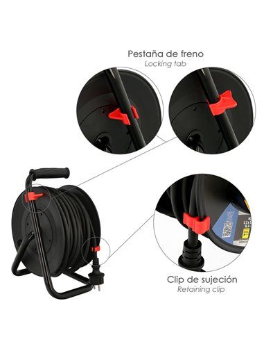 Extensible Industrial 25 metros Protección IP44 Con Tapas, Extensible Electrico, Enrollacables, Alaragadera, Cable Extensible