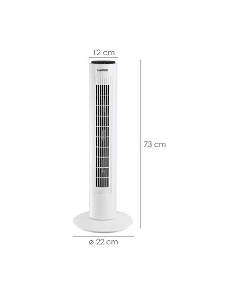 Ventilador Maurer Torre 73 cm 3 Velocidades. Funcion Oscilante. Con Temporizador y Mando a Distancia.