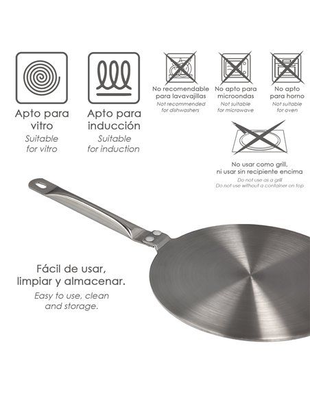 Adaptador Para Induccion / Vitroceramica Ø 21.5 cm. 3 Capas Acero Inoxidable / Aluminio