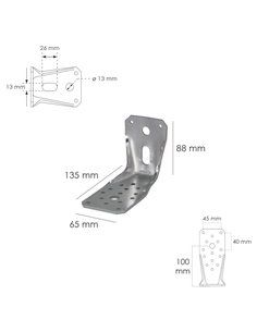 Soporte Para Madera Con Angulo Reforzado 65x88x135 mm. Conector Angular, Escuadra Fijación, Zapata Madera Soporte Pergola Madera 2