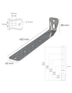 Suporte De Madeira Com Ângulo Reforçado 65x88x450 mm. 2