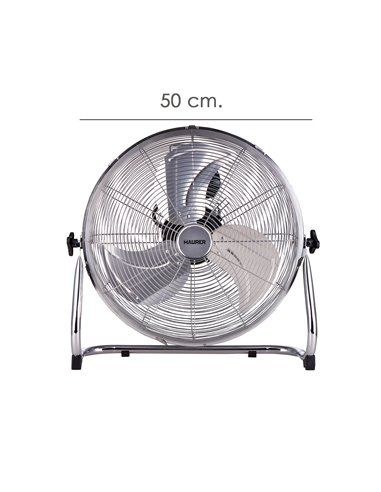 Ventilador Maurer De Suelo Ø 50 cm. Alta Velocidad 3 Velocidades, Inclinable, Motor Aluminio y Cobre, 150 Watt