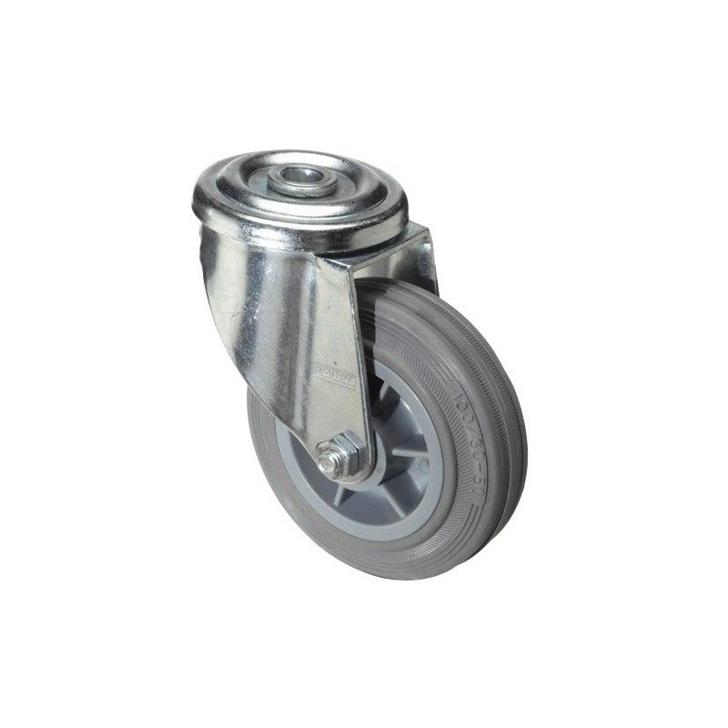 Rueda Industrial Goma Gris Pasante 100 mm.