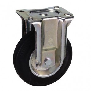 Rueda Industrial Goma Negra Fija 160 mm.