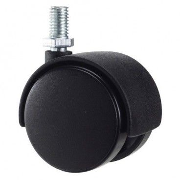 Rueda Domestica Nylon Negro Espiga M10x50 mm.